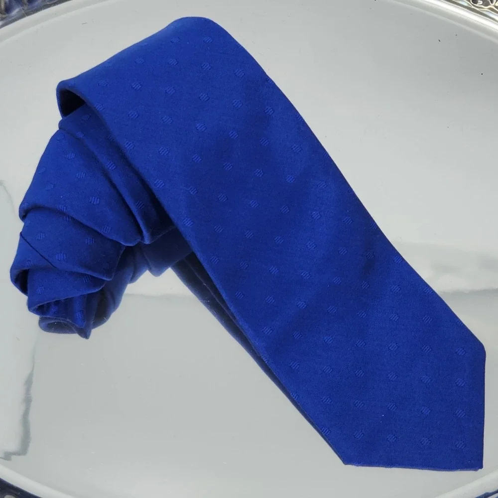 Mallory & Church Mens Tie Cobalt Blue 100% Italian Silk VTG 90s‎ Classic 57